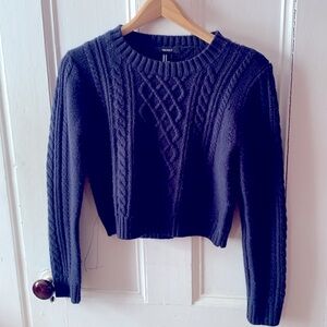 Women’s Cozy Navy Blue cable knit Forever 21 sweater and skirt set size M